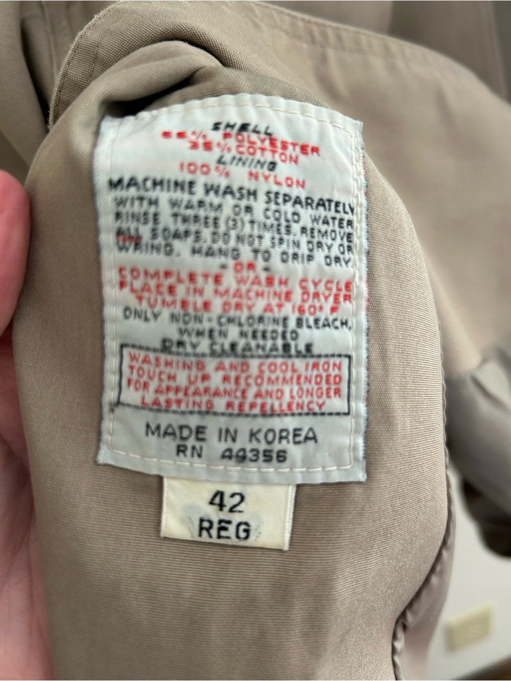 Vintage London Towne Tan Raincoat Trench Coat Mens Size 42 Regular Made in Korea - Picture 4 of 5